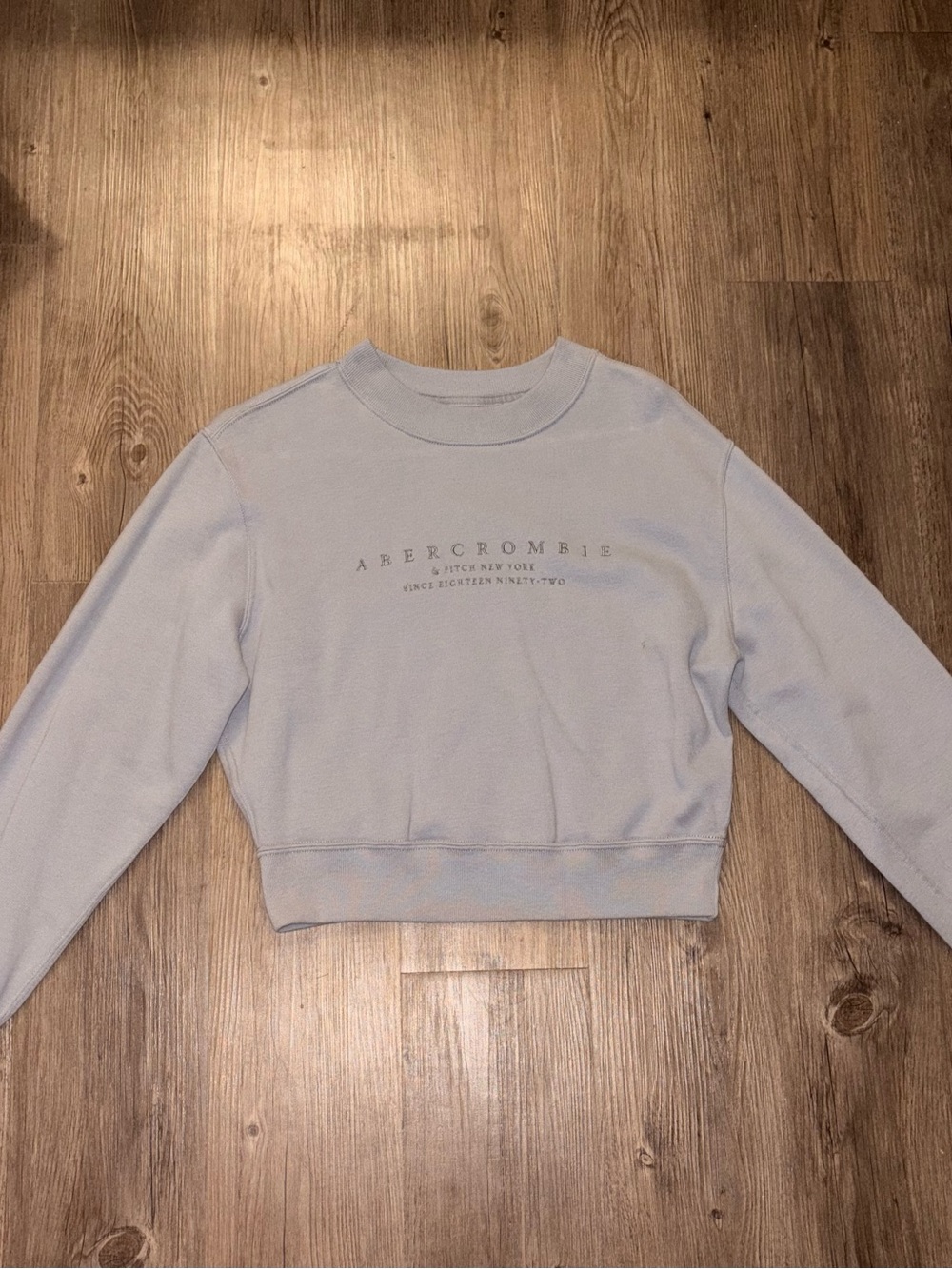 Abercrombie Pastel Blue Cropped Crewneck Sweatshirt